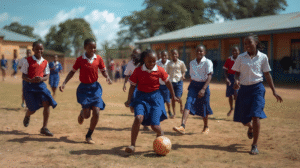 school girls playing football