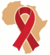 logo with red ribbon and africa map2